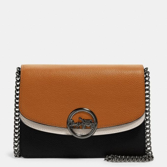 Coach Handbags - Coach Jade Flap Crossbody, Color Block, Saddle/Blk